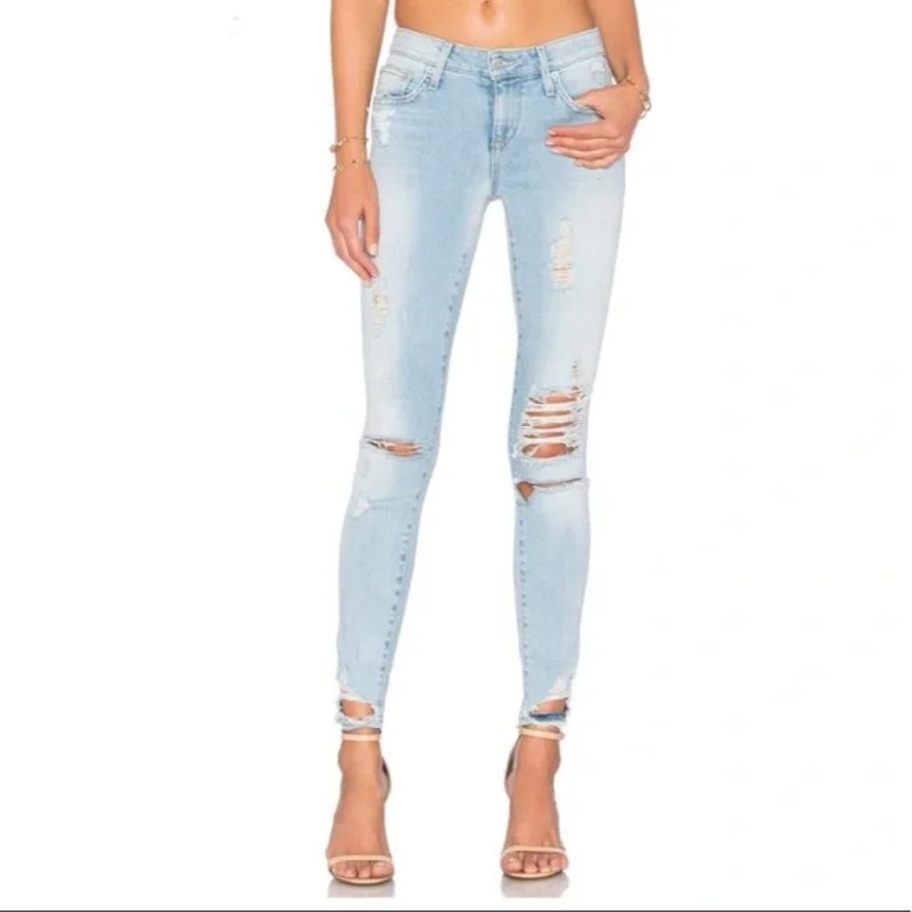 Lovers + Friends Ricky Mid Rise Skinny Jeans in Hamilton Wash
